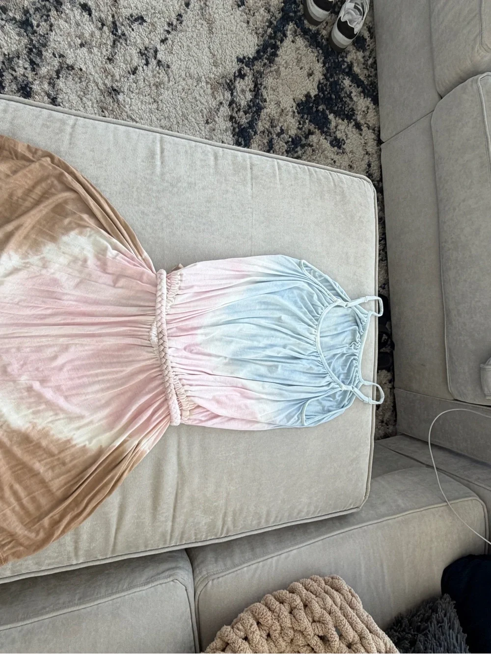 VENUS Pale Blue Halter Romper with Braided Tassel